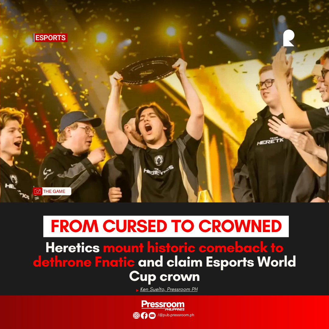 𝗙𝗥𝗢𝗠 𝗖𝗨𝗥𝗦𝗘𝗗 𝗧𝗢 𝗖𝗥𝗢𝗪𝗡𝗘𝗗 | Heretics mount historic comeback to dethrone Fnatic and claim Esports World Cup crown